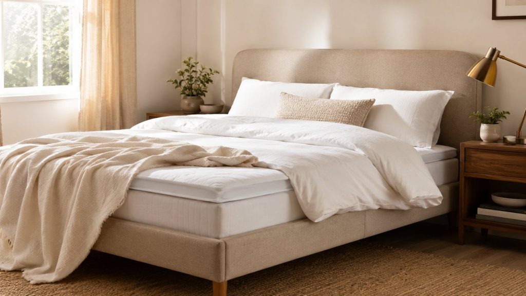 Lit avec surmatelas pour comparer le confort avant achat